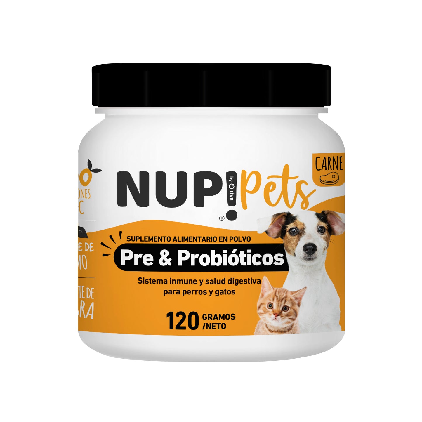 PRE Y PROBIÓTICOS PERROS Y GATOS NUP!PETS CARNE