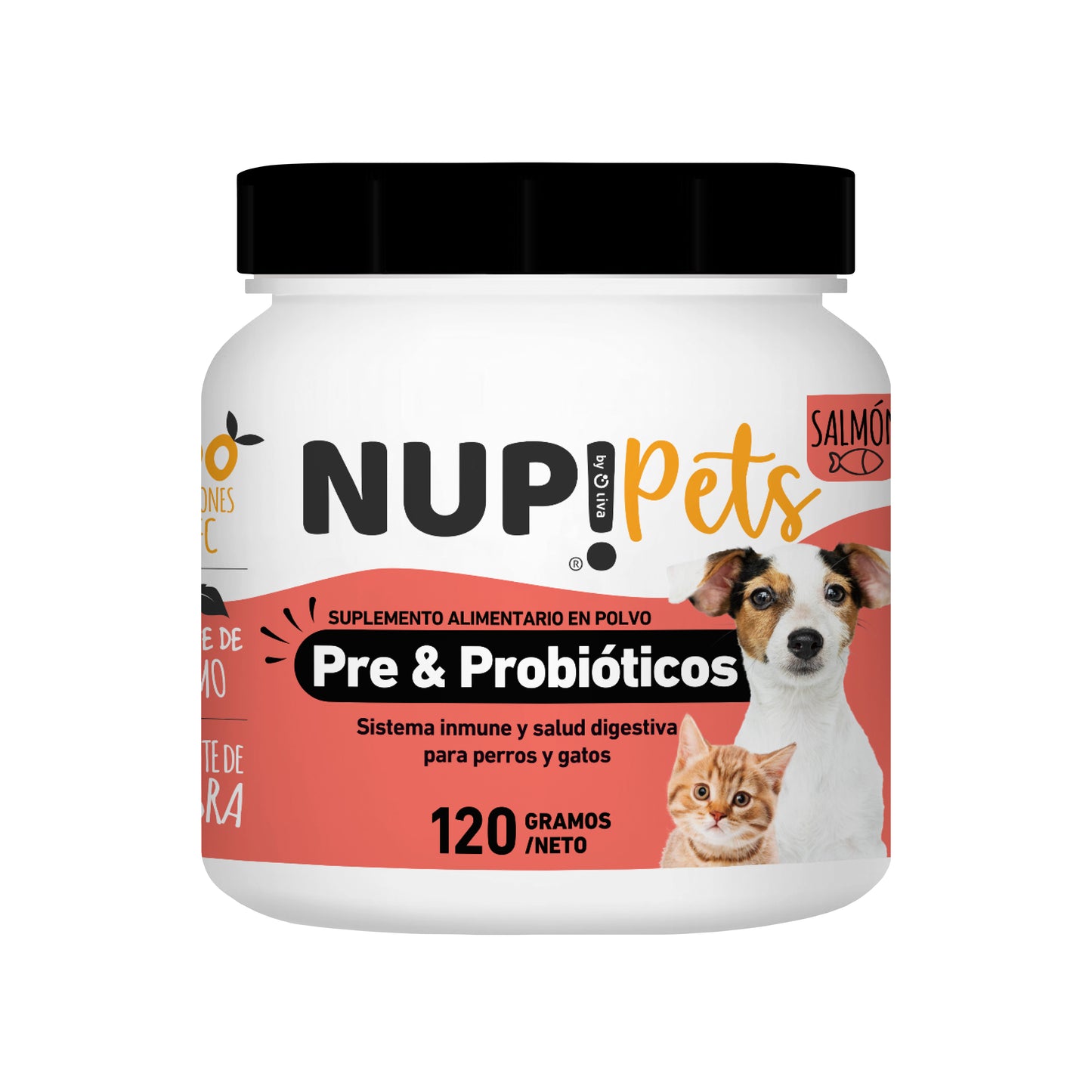 PRE Y PROBIÓTICOS PERROS Y GATOS NUP!PETS SALMÓN