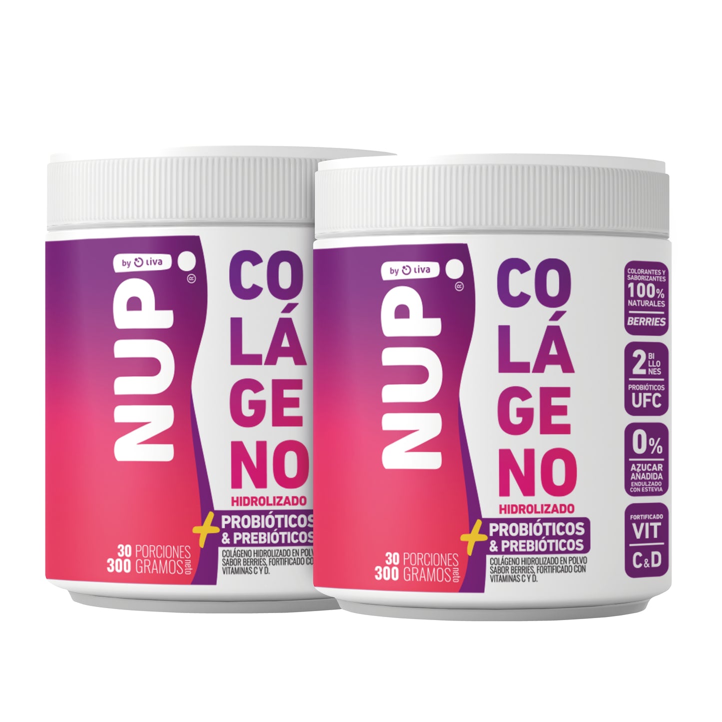 DUO NUP!® COLÁGENO PRE Y PROBIÓTICOS 2 BILLONES 300GR BERRIES
