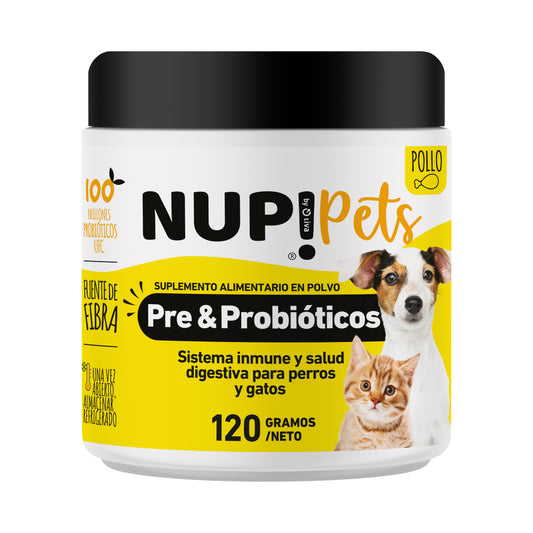 PRE Y PROBIÓTICOS PERROS Y GATOS NUP!PETS POLLO