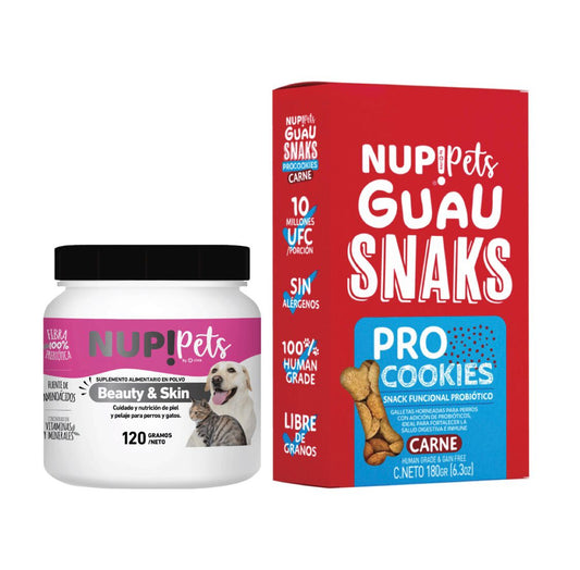 PACK SUMALE PROBIÓTICOS! NUP!PETS BEAUTY&SKIN + GALLETA PROCOOKIES (CARNE)