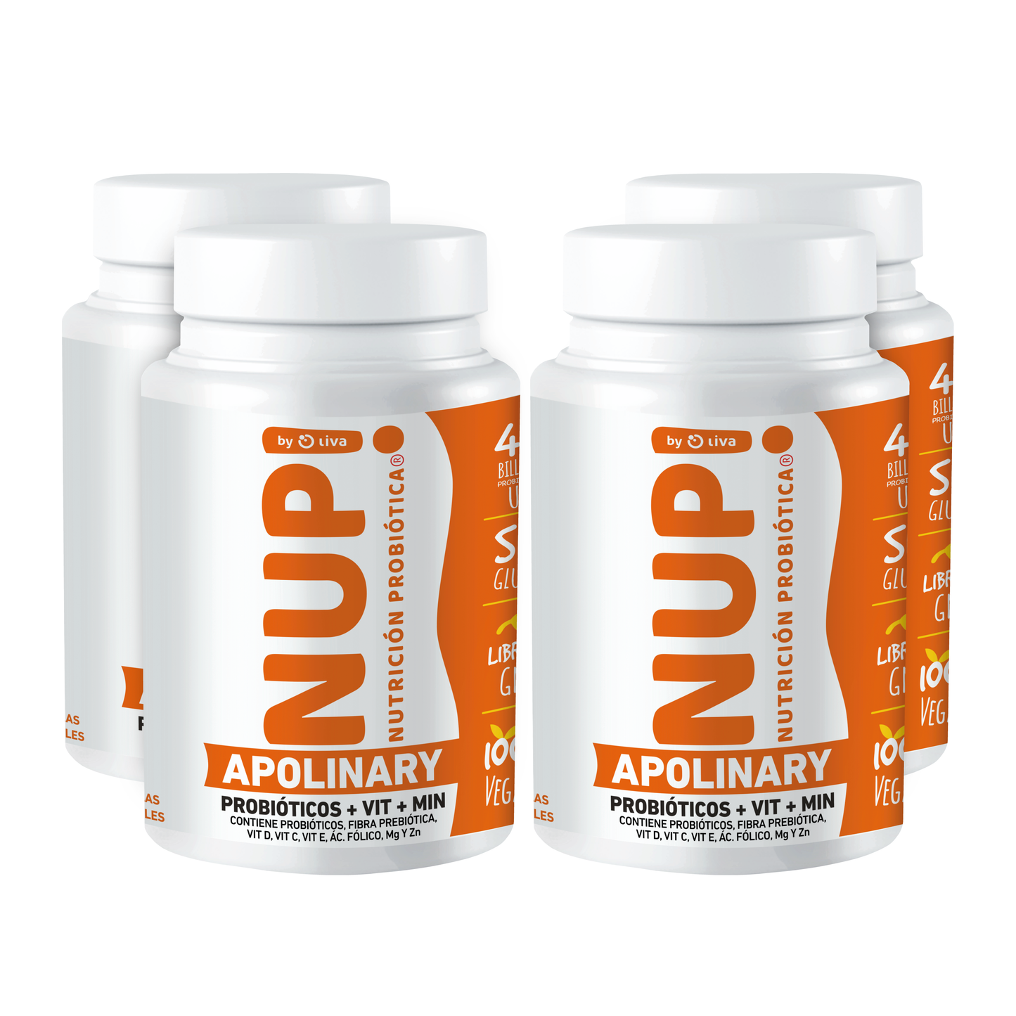 FAMILY PROBIÓTICOS NUP!® APOLINARY 45 Billones (4 frascos) + PREBIÓTICO GRATIS!