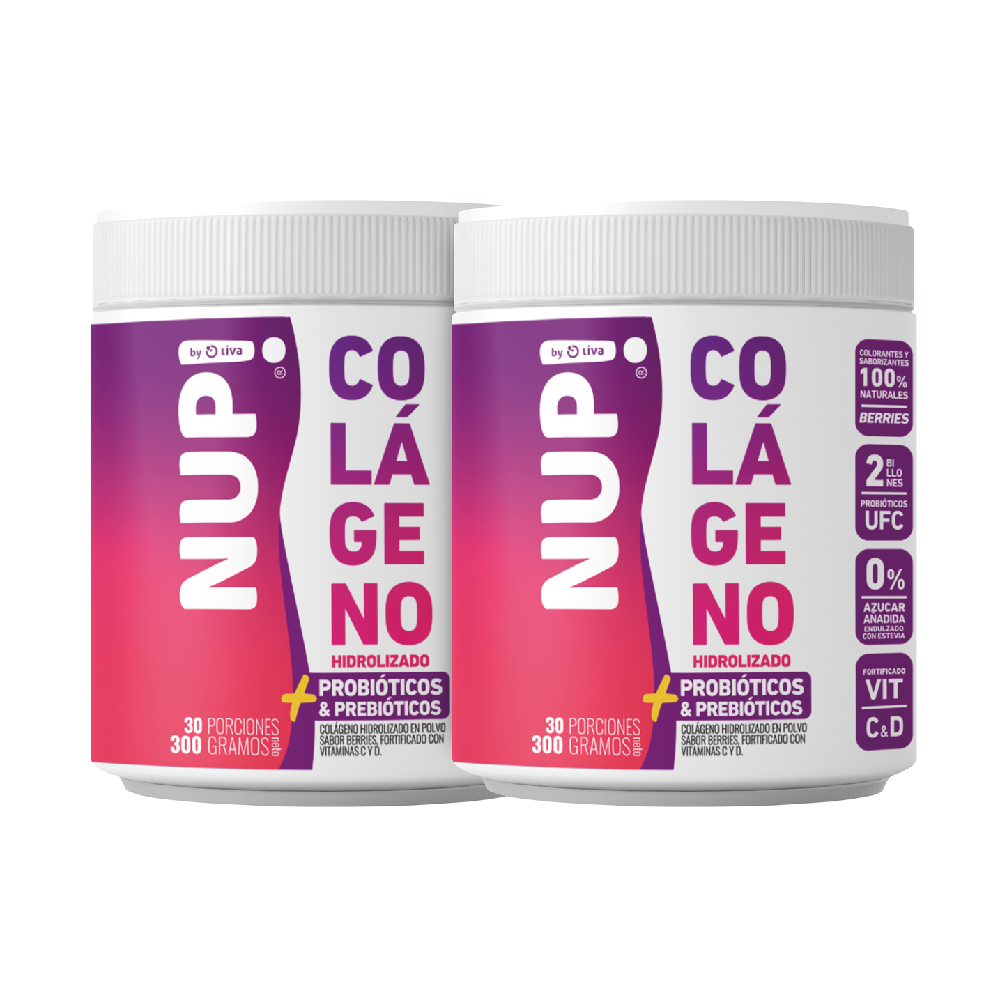 DUO NUP!® COLÁGENO PRE Y PROBIÓTICOS 2 BILLONES 300GR BERRIES